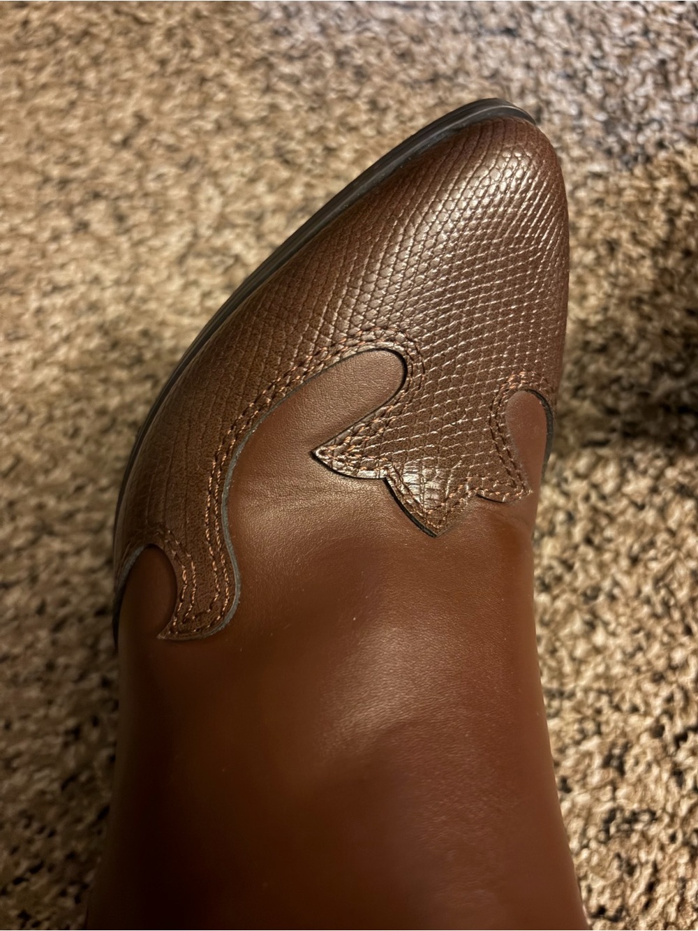 Soda Brown Western-Style Heeled Ankle Boots - Picture 6 of 7